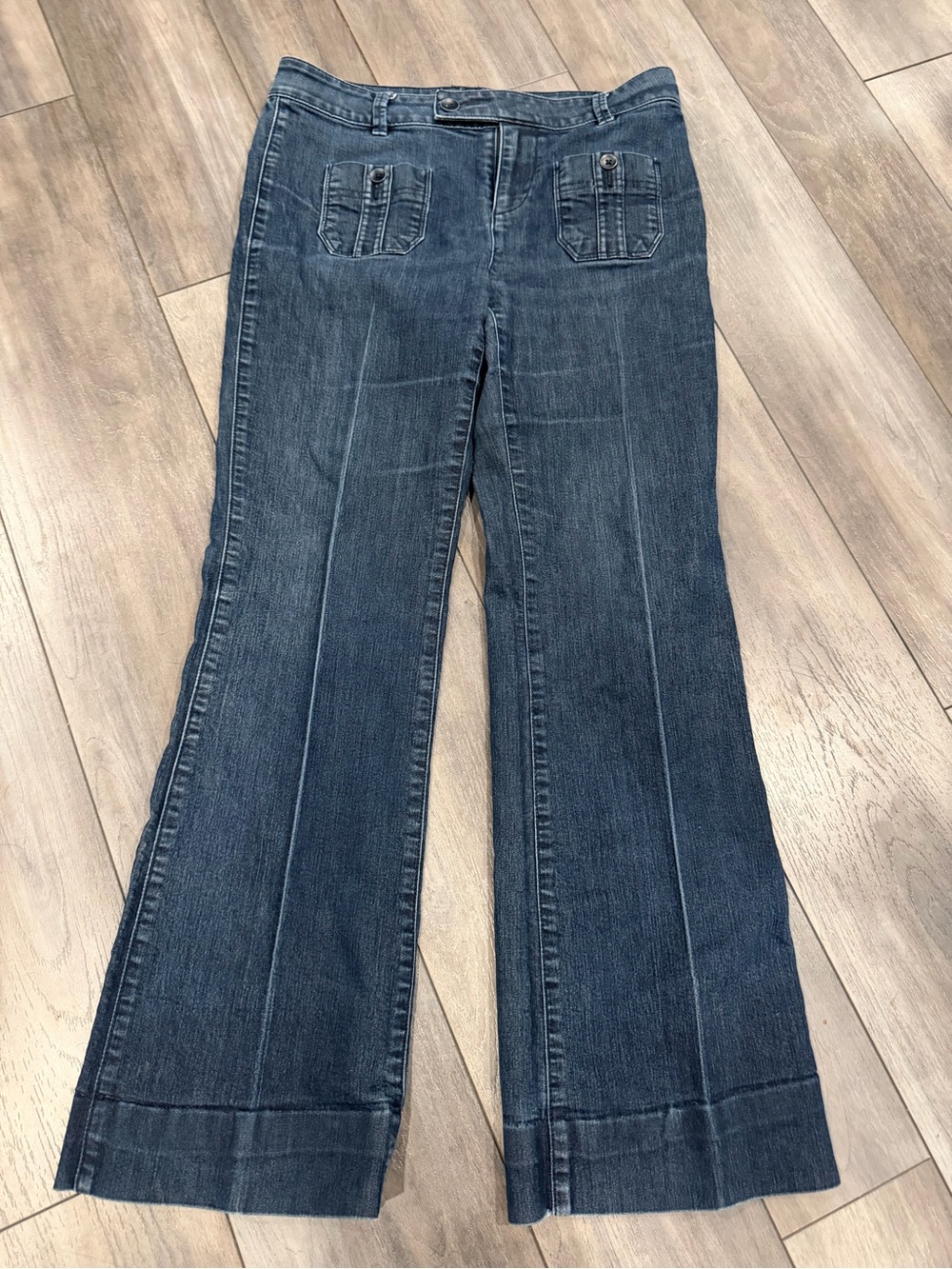 LOFT Dark Blue Flared Wide-Leg Jeans